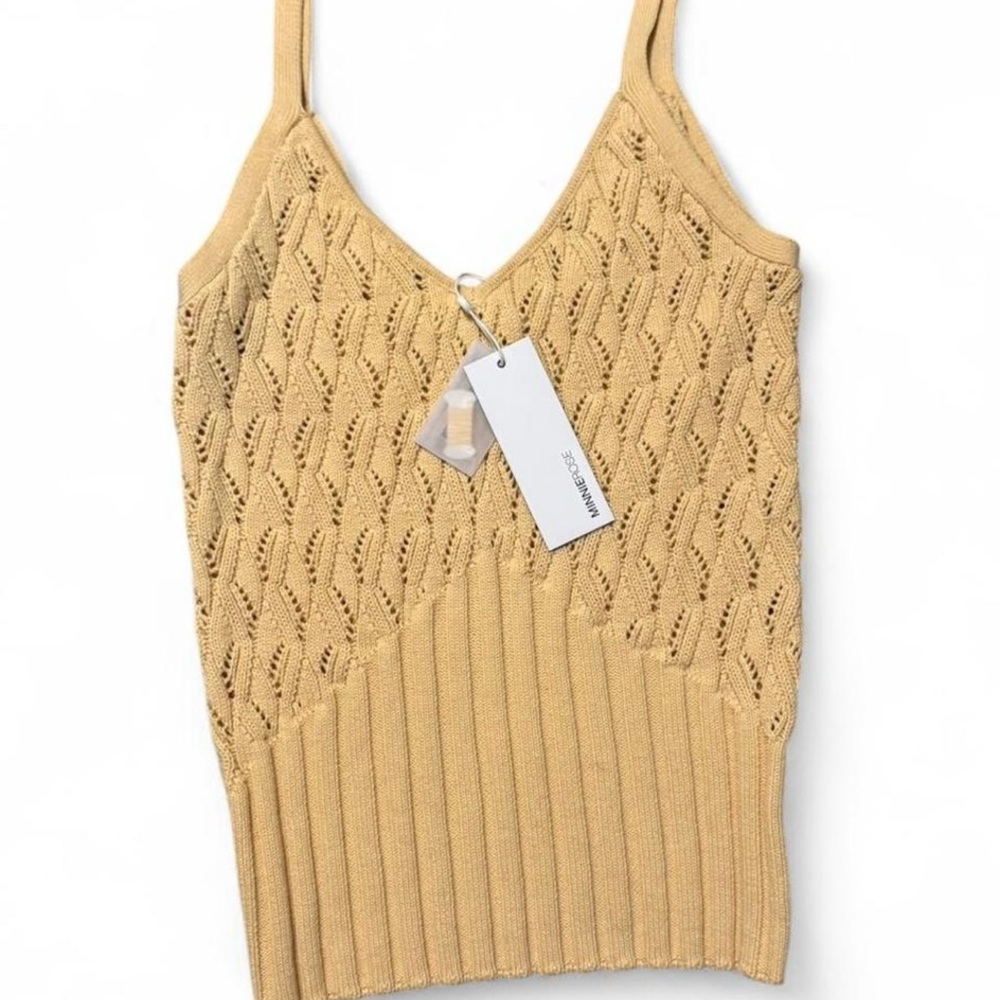 Minnie Rose Tan Ribbed Camisole Top New With Tags Size XS